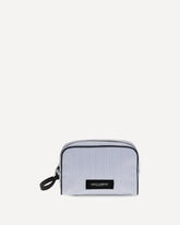 Striped poplin and leather Handbag - LIGHT BLUE | Base Blu