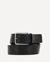 Woven lambskin leather Belt - BLACK | Base Blu