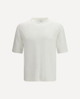 Linen and cotton knit T-shirt - WHITE | Base Blu