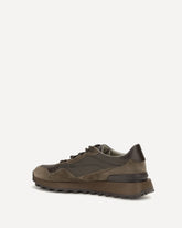 Suede and techno cotton Sneakers with Shiny Detail -  | Base Blu