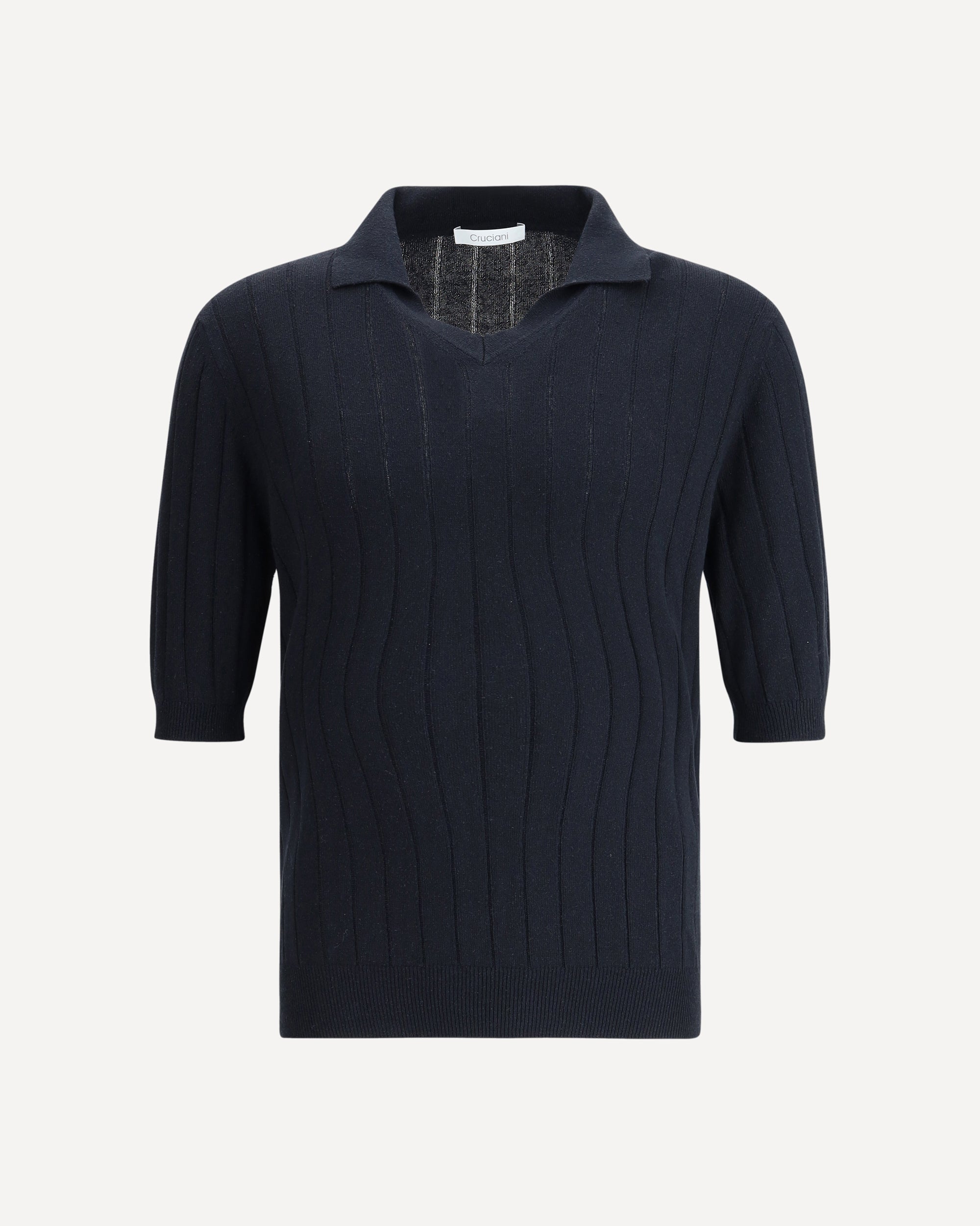 トップス Cruciani CRUCIANI Silk Polo Shirt BLACK | Base Blu