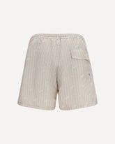 Striped all-over logo swim Shorts - BEIGE | Base Blu