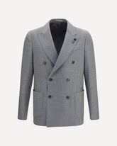 Double-breasted wool-blend Jacket - GREY | Base Blu