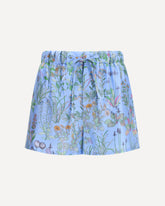 Printed silk twill Shorts - LIGHT BLUE | Base Blu