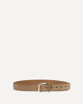 Reverse Calfskin Belt with Square Buckle - BEIGE | Base Blu