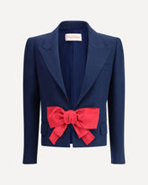 Single-breasted Blazer with bow - BLUE | Base Blu