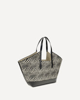 Raffia effect fabric Tote Bag - BLACK | Base Blu