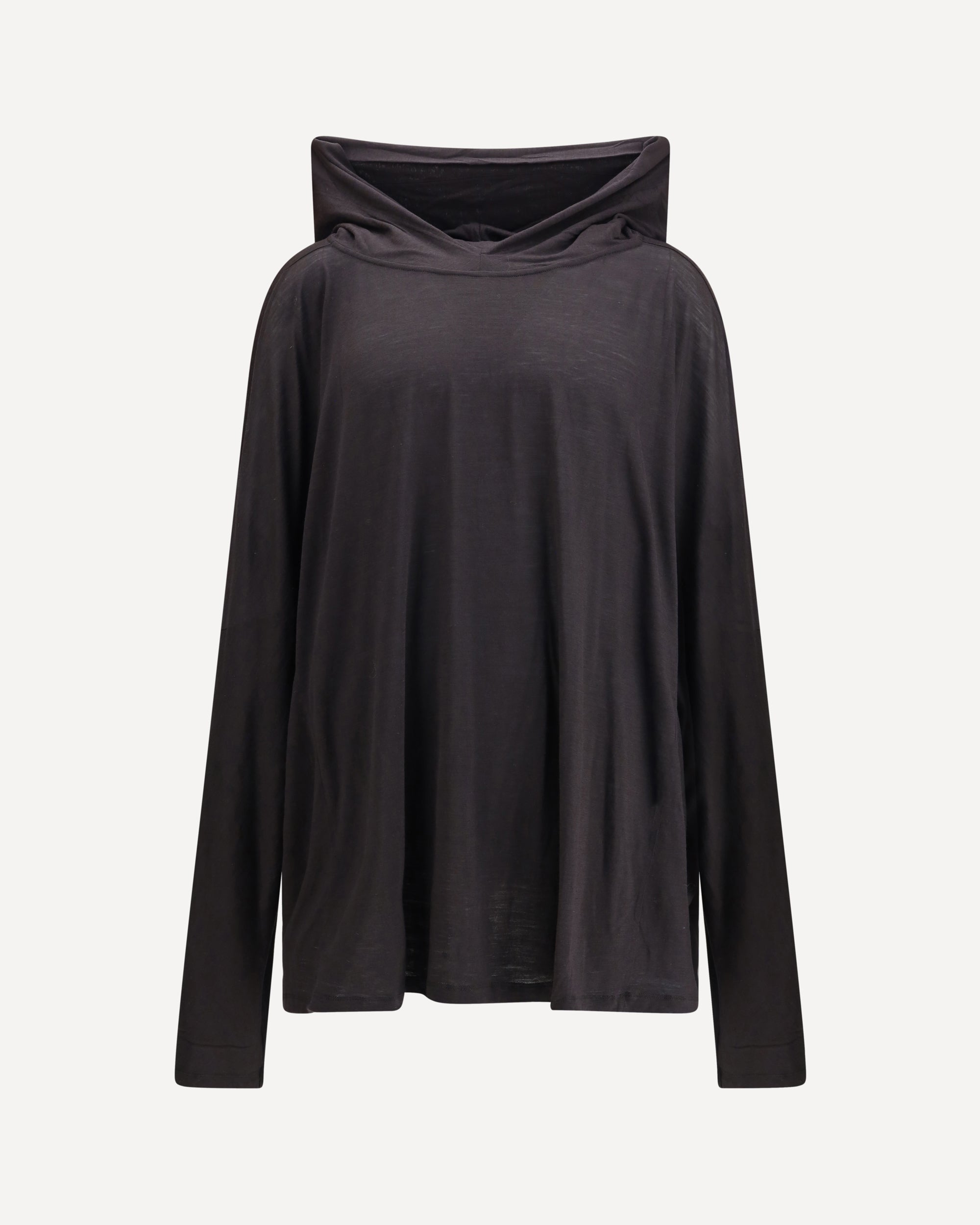 RICK OWENS Long hooded T-Shirt BLACK | Base Blu
