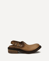 Foule leather Mules - BROWN | Base Blu