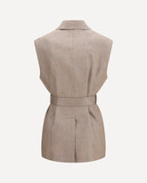 Gilet in misto lino cappuccino - BEIGE | Base Blu