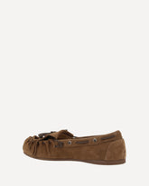 Suede leather Loafers with fringes - BROWN | Base Blu