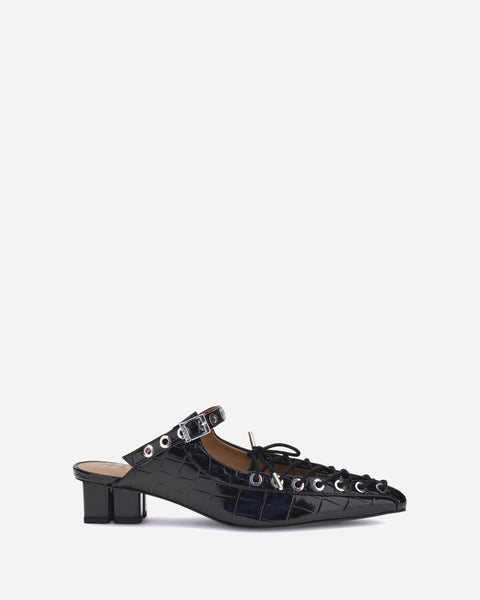 GANNI Oleatex laced Mules BLACK | Base Blu