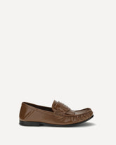 Leather Loafers with tassels and foldable heel - BROWN | Base Blu