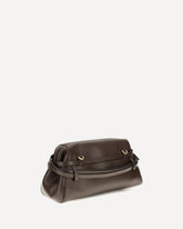 Leather Clutch with buckle detail - BROWN | Base Blu