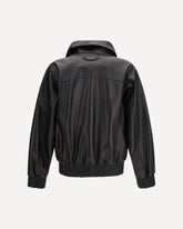 High-neck leather Jacket - BLACK | Base Blu