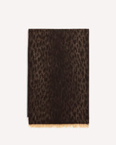 Leopard-print wool Scarf with monogram - BROWN | Base Blu