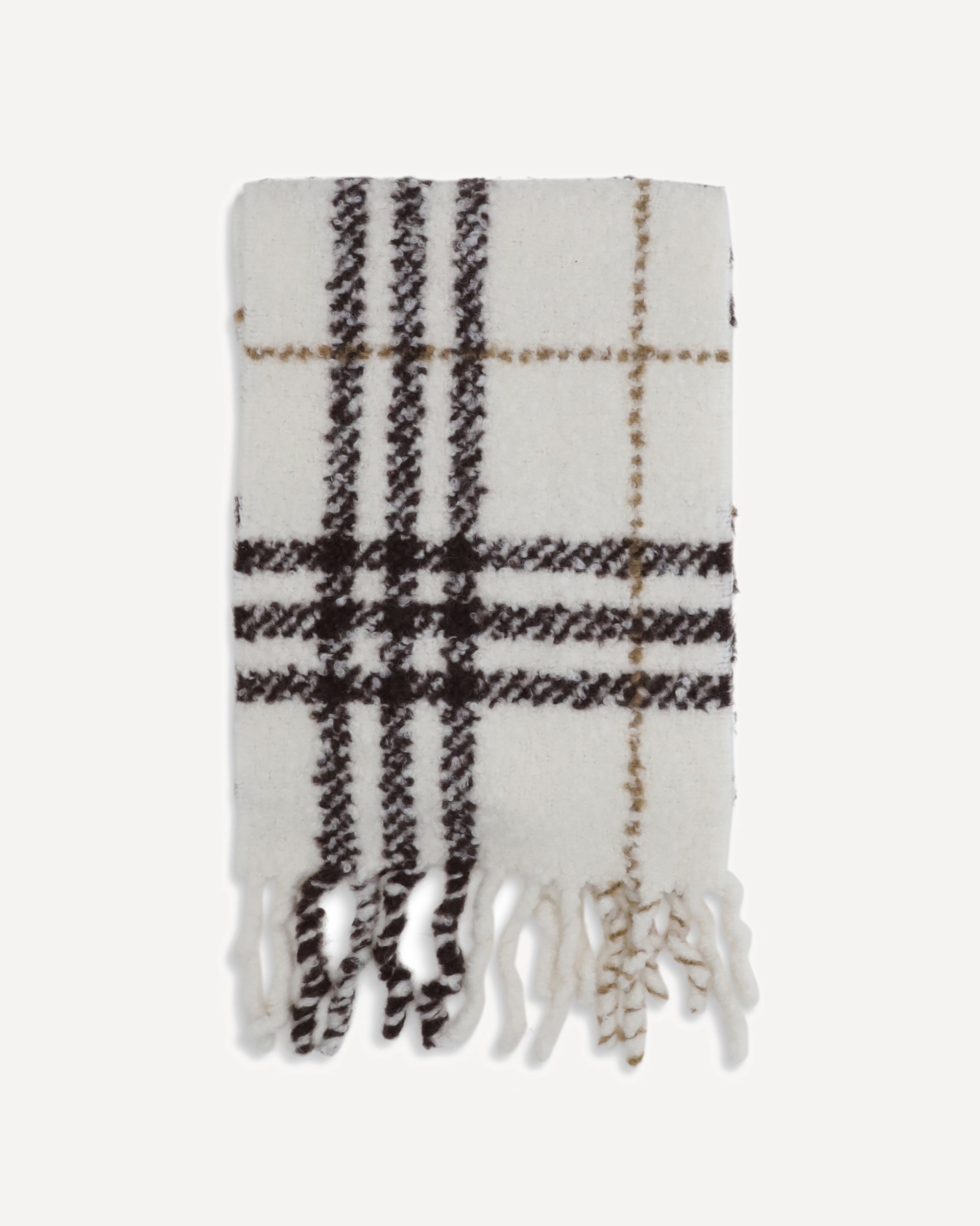 BURBERRY Alpaca-wool blend bouclé Scarf WHITE | Base Blu