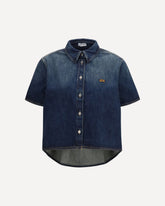Short sleeve denim Trapeze Shirt - BLUE | Base Blu