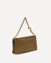 Large suede Shoulder Bag - BROWN | Base Blu
