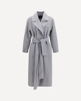 Cappotto doppio in lana con cintura - GRIGIO | Base Blu
