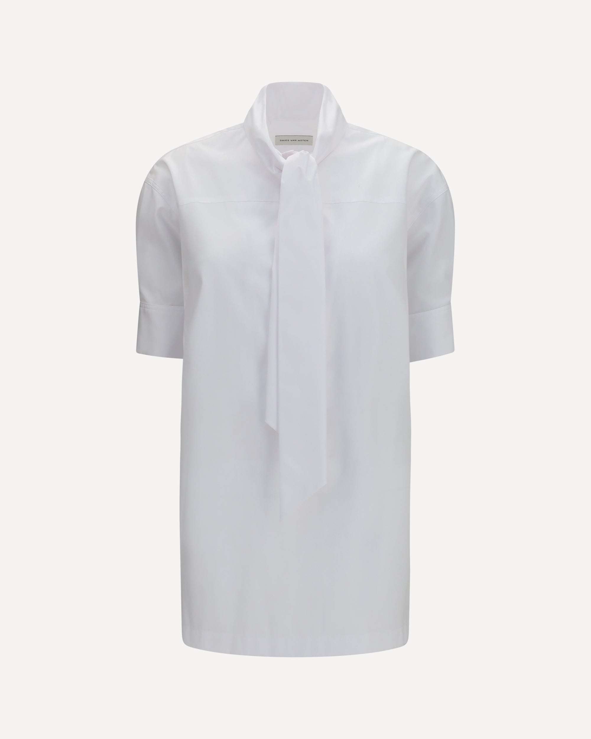 DRIES VAN NOTEN Cotton Shirt with scarf detail WHITE | Base Blu