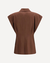 Rustic-effect sleeveless Jacket - BROWN | Base Blu