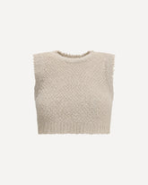 Top crop in maglia  - CREMA  | Base Blu