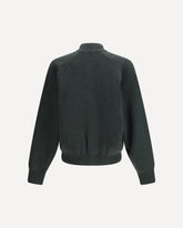 Embroidered Virgin Wool Cardigan - GREEN | Base Blu