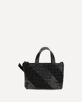 Intrecciato Handbag with suede stripes - BLACK | Base Blu