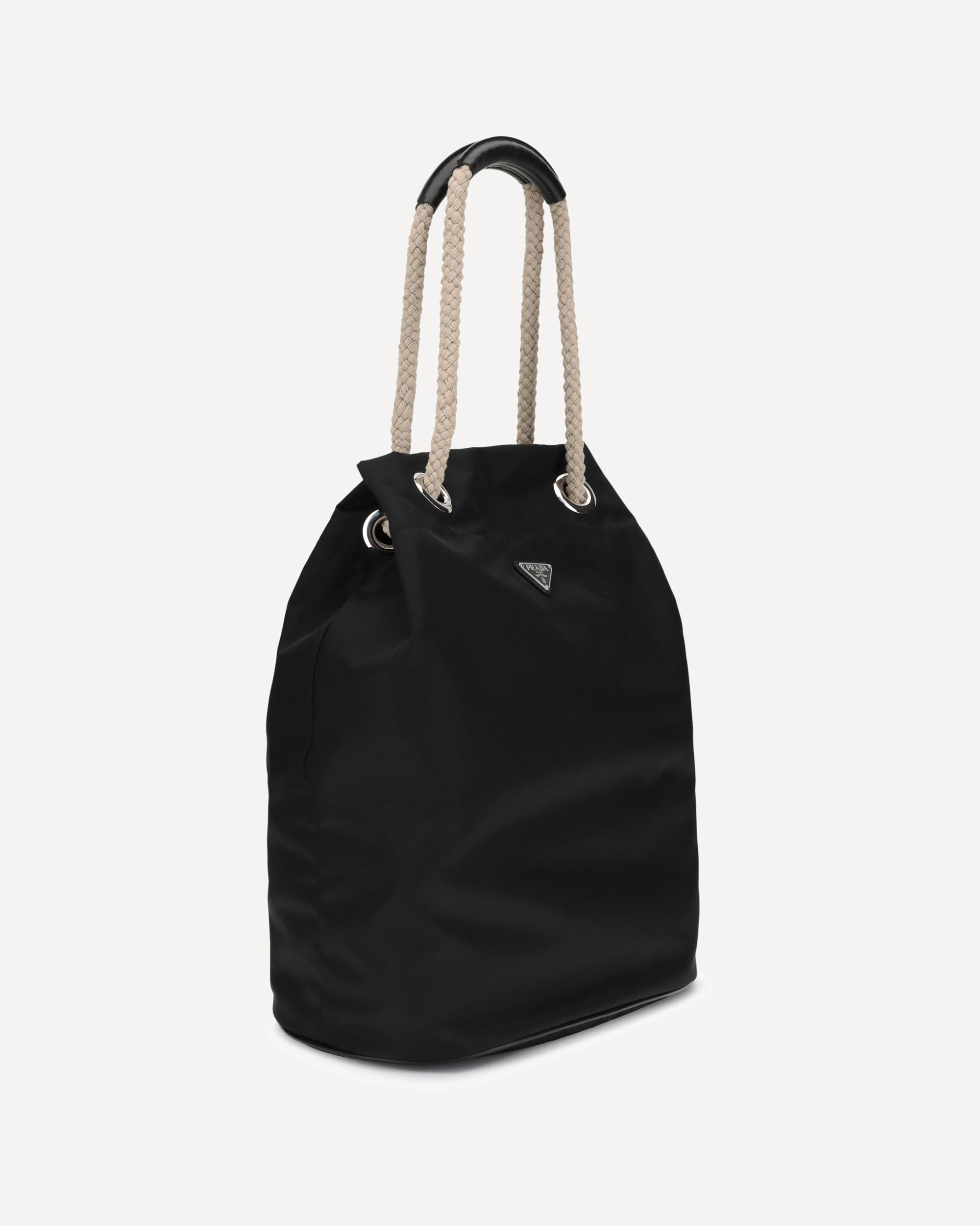 PRADA Borsa a Secchiello Mariner media in Re-Nylon NERO Base Blu