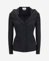 Structured off-shoulder Jacket with harness details - BLACK | Base Blu