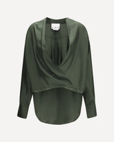Camicia incrociata in seta - VERDE | Base Blu