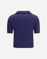 GG pointelle cotton silk Polo Shirt - BLUE | Base Blu