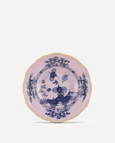 Piatto fondo in porcellana Collezione Oriente Italiano - ROSA | Base Blu