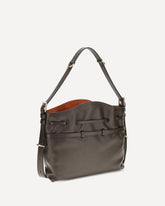 Small Voyou Bucket Handbag in glossy leather - BROWN | Base Blu