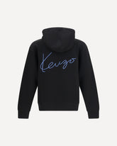 Felpa con Cappuccio e cerniera in cotone ricamata Kenzo Signature - NERO | Base Blu
