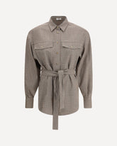 Checked virgin wool Shirt - BROWN | Base Blu