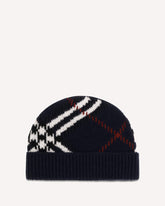 Check cashmere-blend Beanie - BLUE | Base Blu