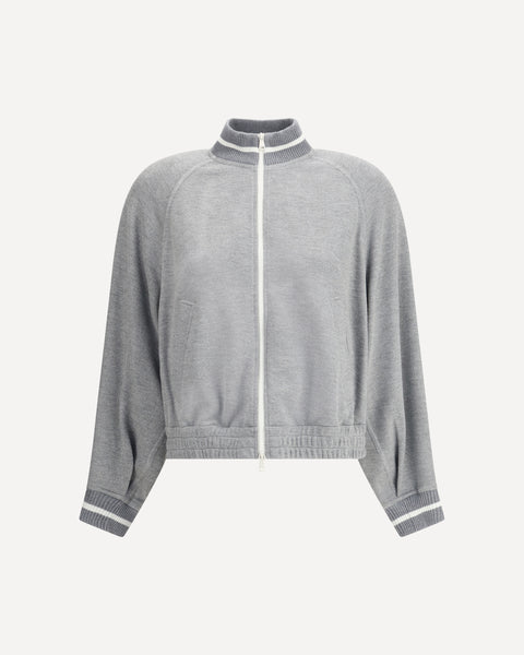 BRUNELLO CUCINELLI グレーとホワイトのニットベスト BRUNELLO CUCINELLI Zip Sweatshirt GREY | Base Blu