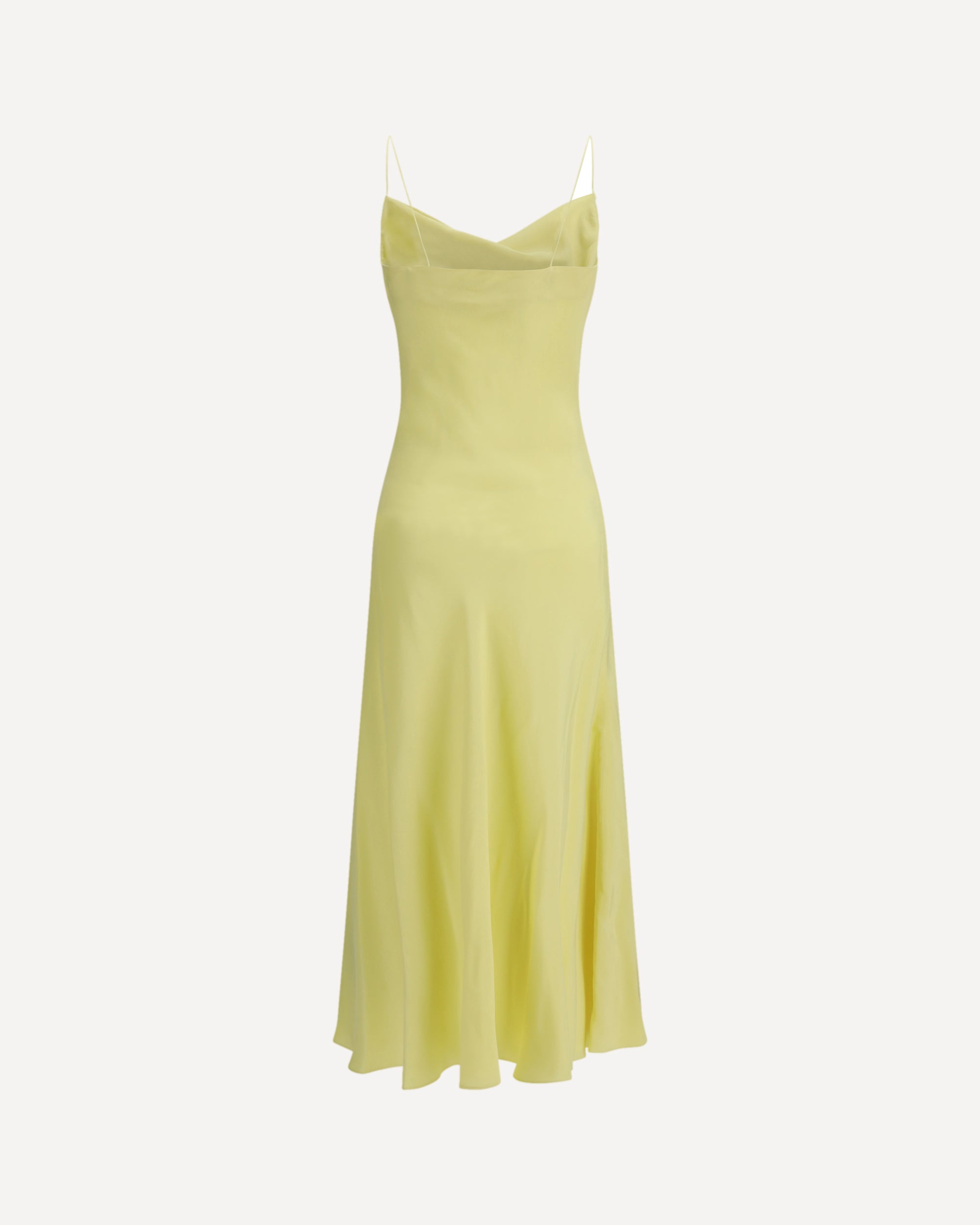 pastel yellow satin dress BALMAIN Long silk satin Dress with straps YELLOW