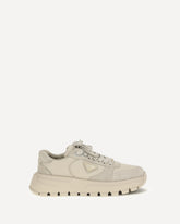 Suede and Re-Nylon Sneakers - BEIGE | Base Blu