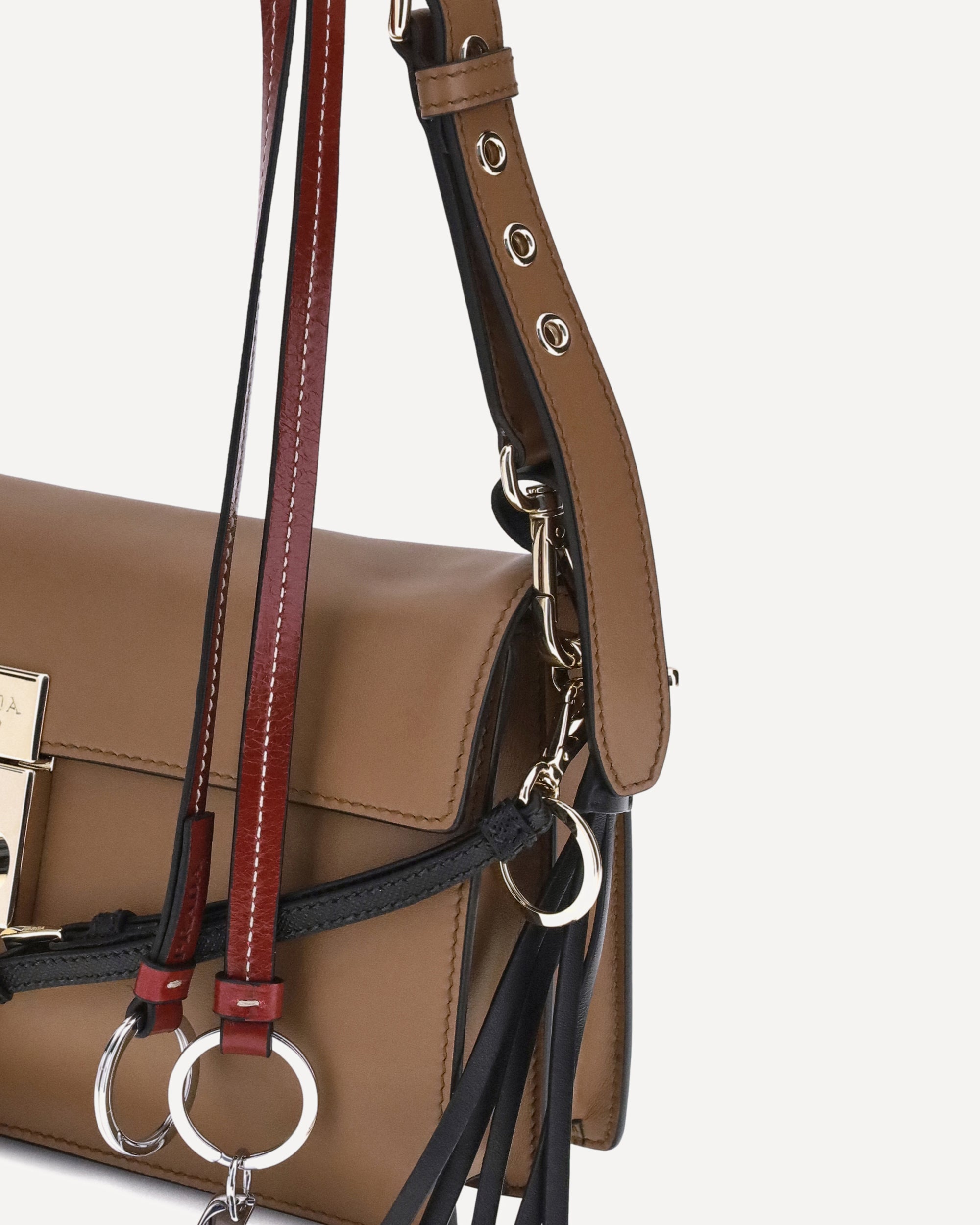 PRADA Soft Sound small Shoulder Bag BROWN Base Blu