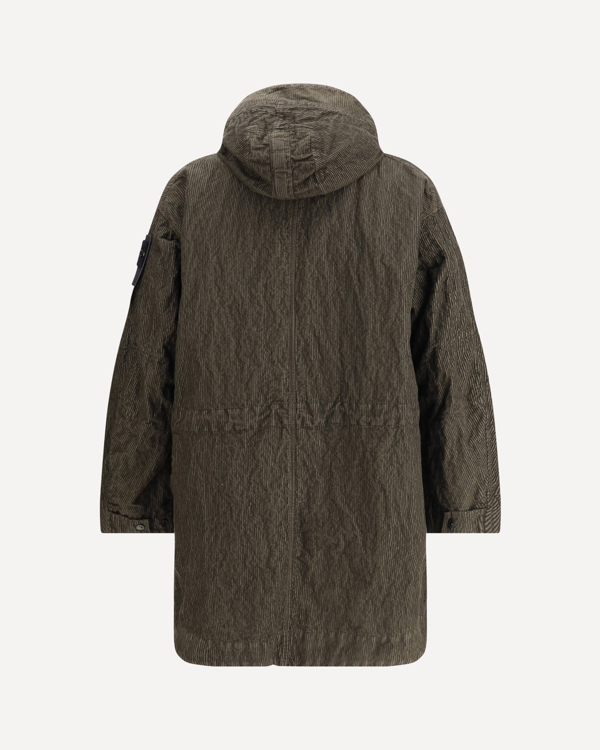 STONE ISLAND Wrinkled Corduroy Coat with hood GREEN | Base Blu