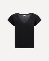 V-neck cotton T-Shirt - BLACK | Base Blu