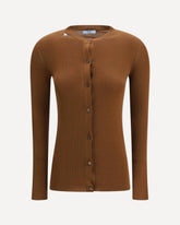 Ribbed wool Cardigan - BROWN | Base Blu