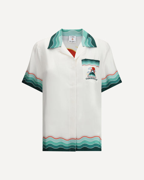 CASABLANCA Silk Cuban Collar short sleeve Shirt WHITE | Base Blu