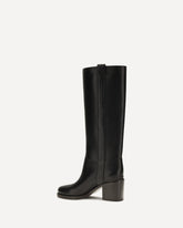 Leather high Boots with monile - BLACK | Base Blu