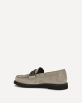 Penny Loafers in suede with precious clamp - GREY | Base Blu