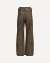 Melany leather Pants with embroidery - BROWN | Base Blu