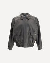 Giacca bomber in pelle a palloncino - NERO | Base Blu